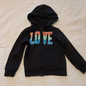 Size 4, LOVE zip-up hoodie